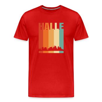 Halle - Männer Premium Bio T-Shirt - Rot - Vorne - Damien (186cm)