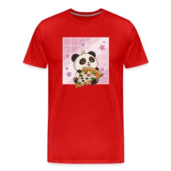 Cute Kawaii Panda Who Eats Pizza Anime Manga - Men's Premium Organic T-Shirt - red - Front - Damien (186cm)