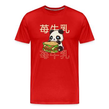 Cute Kawaii Panda, The Sandwich Anime Manga - Men's Premium Organic T-Shirt - red - Front - Damien (186cm)