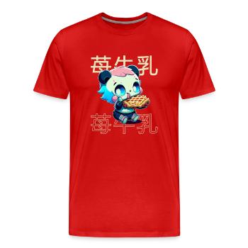 Cute Kawaii Panda Who Eats Waffle Anime Manga - Men's Premium Organic T-Shirt - red - Front - Damien (186cm)