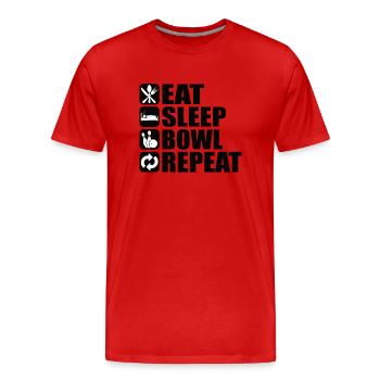 Bowling Cone Spareball Pins Ball Strike - Men's Premium Organic T-Shirt - red - Front - Damien (186cm)