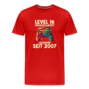 2007 Level 16 Jahre Gaming 16er 16 Geburtstag - Männer Premium Bio T-Shirt - Rot - Vorne - Damien (186cm)
