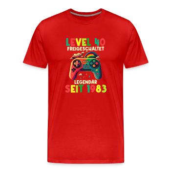 1983 Level 40 Jahre Gaming 40er 40 Geburtstag - Männer Premium Bio T-Shirt - Rot - Vorne - Damien (186cm)