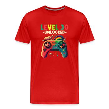 Level 30 Jahre Gaming 30er 30 Geburtstag - Männer Premium Bio T-Shirt - Rot - Vorne - Damien (186cm)