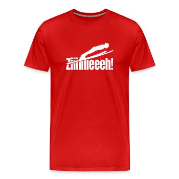 ZIEH Spruch Skispringer skispringen - Männer Premium Bio T-Shirt - Rot - Vorne - Damien (186cm)