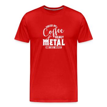 Alimenté par Coffee Heavy Metal et cuss Words - T-shirt bio Premium Homme - rouge - Devant - Damien (186cm)