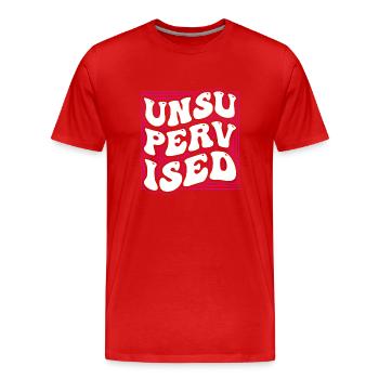 Humour sarcastique sans surveillance - T-shirt bio Premium Homme - rouge - Devant - Damien (186cm)