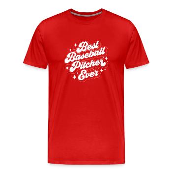 Meilleur lanceur de baseball Hobby - T-shirt bio Premium Homme - rouge - Devant - Damien (186cm)