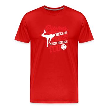 Lanceur parce que les receveurs ont aussi besoin de héros Lanceurs - T-shirt bio Premium Homme - rouge - Devant - Damien (186cm)