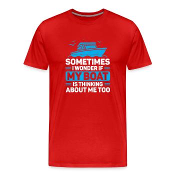 Pontoon Captain Bateau cadeau - T-shirt bio Premium Homme - rouge - Devant - Damien (186cm)