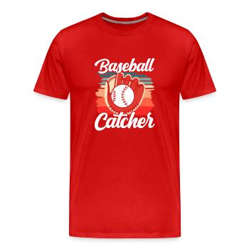 Receveur de baseball Joueur de baseball Hobby - T-shirt bio Premium Homme - rouge - Devant - Damien (186cm)