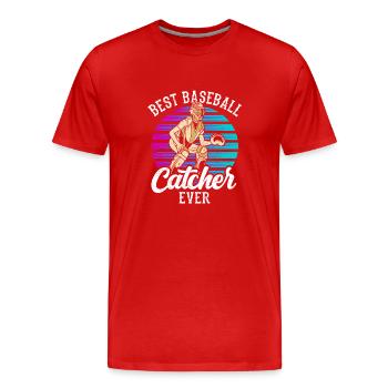 Meilleur receveur de baseball de tous les temps Hobby Catcher - T-shirt bio Premium Homme - rouge - Devant - Damien (186cm)