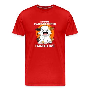 J’ai eu ma patience testée Je suis négatif chat - T-shirt bio Premium Homme - rouge - Devant - Damien (186cm)