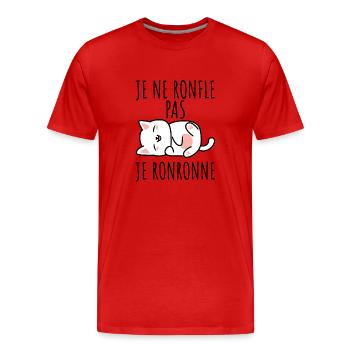 je ne ronfle pas je ronronne - T-shirt bio Premium Homme - rouge - Devant - Damien (186cm)