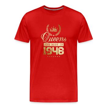 Queens born in 1948 - Men's Premium Organic T-Shirt - red - Front - Damien (186cm)
