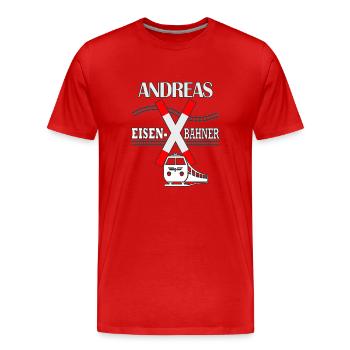 Andreas Eisenbahner Croix de Saint-André - T-shirt bio Premium Homme - rouge - Devant - Damien (186cm)