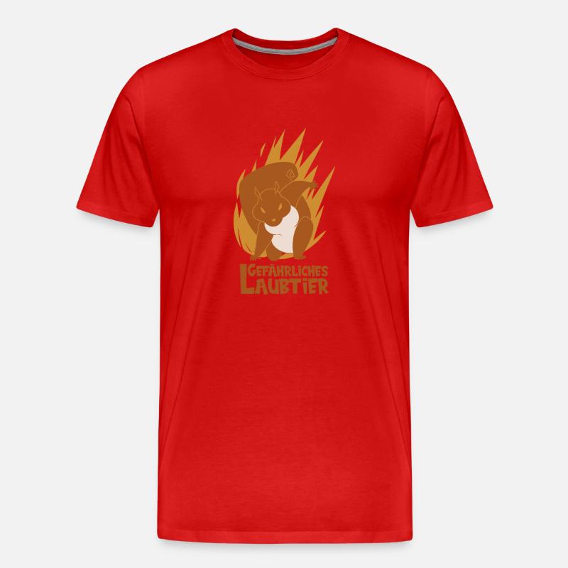 Gefährliches Laubtier Eichhörnchen - Männer Premium Bio T-Shirt - Rot