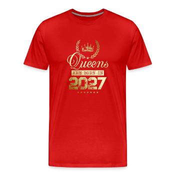 Queens born in 2027 - Men's Premium Organic T-Shirt - red - Front - Damien (186cm)