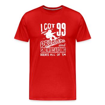 Snowboarders, Vacances snowboard, Matériel de snowboard - T-shirt bio Premium Homme - rouge - Devant - Damien (186cm)