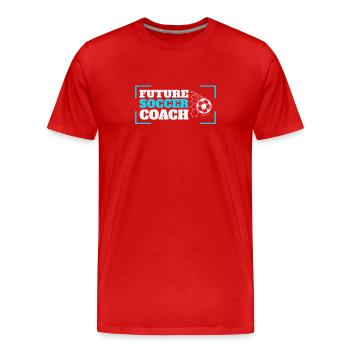 Coaching Fußball Vater Trainer Fußballtrainer - Männer Premium Bio T-Shirt - Rot - Vorne - Damien (186cm)