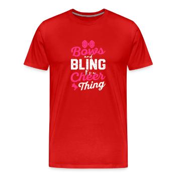 Bögen & Bling It's A Cheer Thing | Cheerleading - Männer Premium Bio T-Shirt - Rot - Vorne - Damien (186cm)