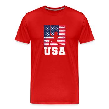 Escrime USA Team Drapeau américain Escrimeur américain - T-shirt bio Premium Homme - rouge - Devant - Damien (186cm)
