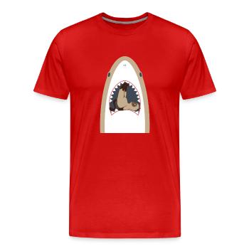 Chat mangeur de requins - T-shirt bio Premium Homme - rouge - Devant - Damien (186cm)