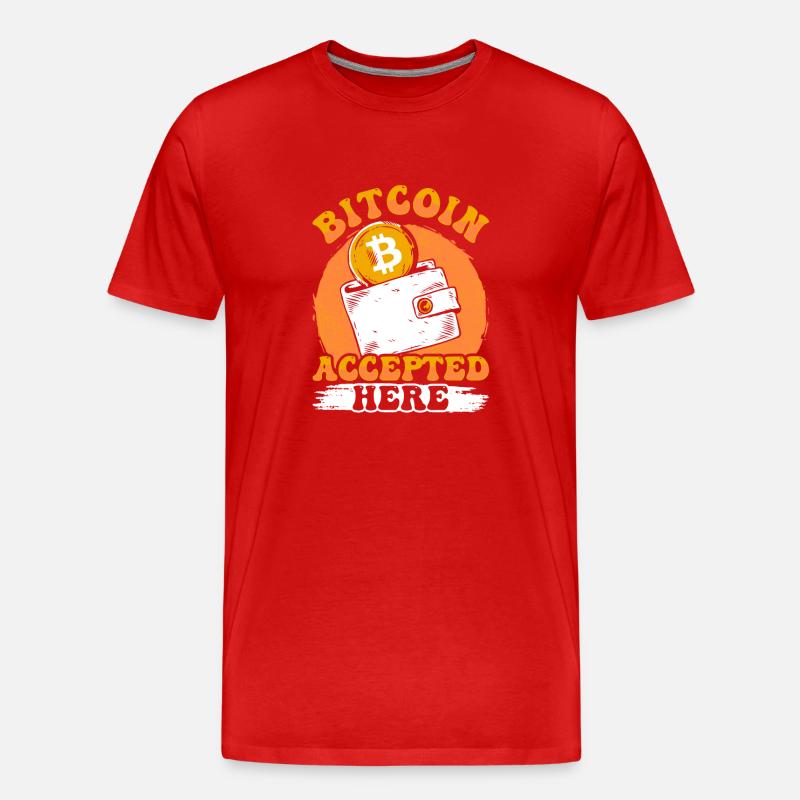 Bitcoin Accepted Here - Männer Premium Bio T-Shirt - Rot