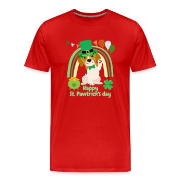 Fun beagle dog st patrick’s day Irish green paddy - T-shirt bio Premium Homme - rouge - Devant - Damien (186cm)