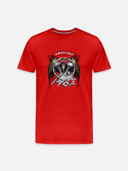 Awesome since 1962, biker's birthday - Men's Premium Organic T-Shirt - red