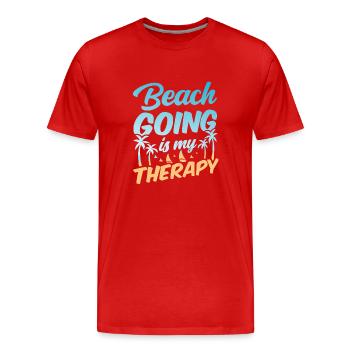 Les vacances à la plage sont ma thérapie Plage de plage - T-shirt bio Premium Homme - rouge - Devant - Damien (186cm)