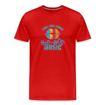 Cette fille aime le genre de musique Hip Hop - T-shirt bio Premium Homme - rouge - Devant - Damien (186cm)