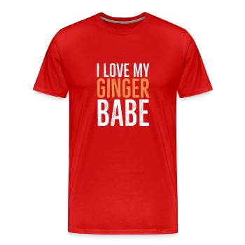 J’aime mon bébé gingembre - T-shirt bio Premium Homme - rouge - Devant - Damien (186cm)