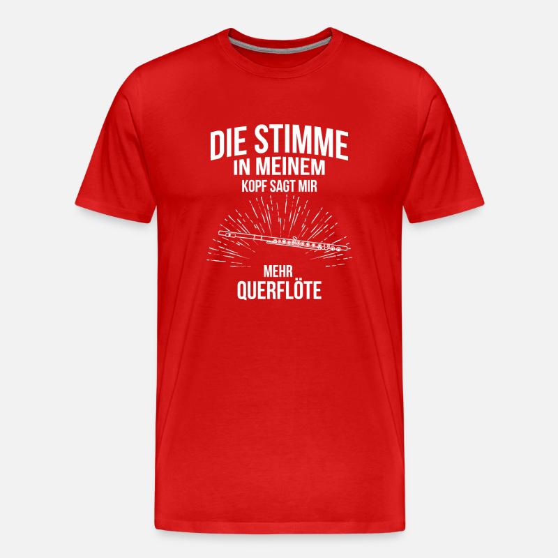 Querflöte Querflötenspieler Querflötist - Männer Premium Bio T-Shirt - Rot
