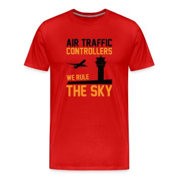 Fluglotse Luftverkehr Towerlotse Flugbegleiter - Männer Premium Bio T-Shirt - Rot - Vorne - Damien (186cm)