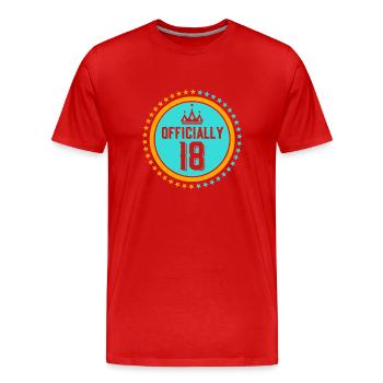 Offiziell 18 Geburtstag Achtzehn Geburtstagskind - Männer Premium Bio T-Shirt - Rot - Vorne - Damien (186cm)