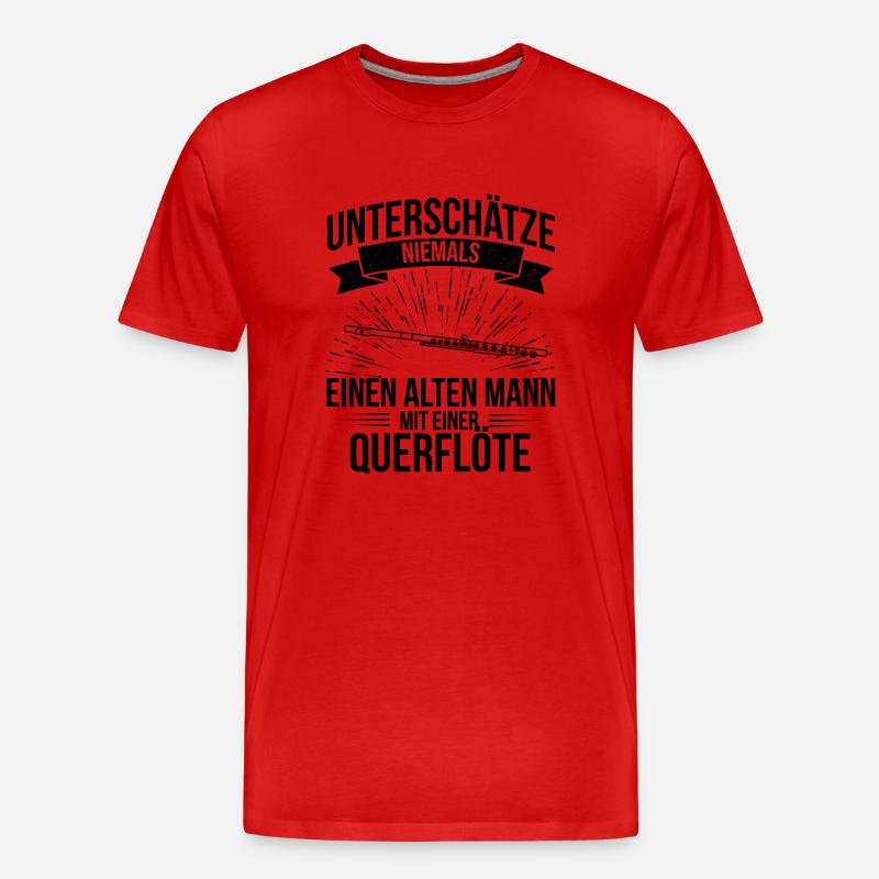 Querflöte Querflötenspieler Querflötist - Männer Premium Bio T-Shirt - Rot