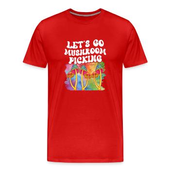 Auf Zum Pilzesammeln Pilzesammler Pilzsammler - Männer Premium Bio T-Shirt - Rot - Vorne - Damien (186cm)