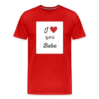 Je t’aime Babe - T-shirt bio Premium Homme - rouge - Devant - Damien (186cm)