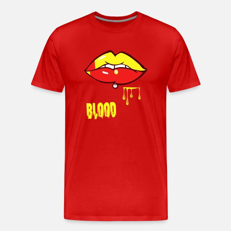 Piercing & Blut - Männer Premium Bio T-Shirt - Rot