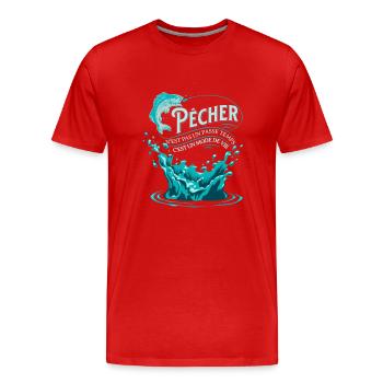 Pêche Cadeau pour Pêcheur Sport Citation Humour - T-shirt bio Premium Homme - rouge - Devant - Damien (186cm)
