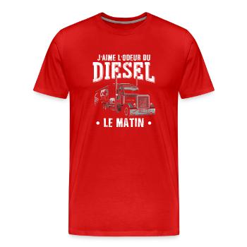 Camion Poids Lourd Humour - T-shirt bio Premium Homme - rouge - Devant - Damien (186cm)