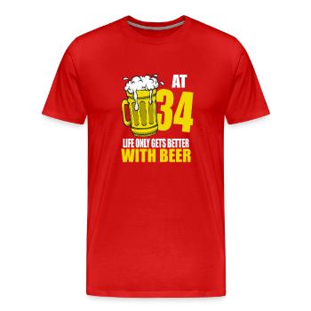 Männer Bier Geburtstag lustig 34 Jahre alt Bierliebhaber - Männer Premium Bio T-Shirt - Rot - Vorne - Damien (186cm)