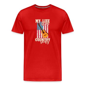 My Life is a Country Song USA America Cowboys - T-shirt bio Premium Homme - rouge - Devant - Damien (186cm)