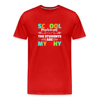 Psychologue scolaire de psychologie - T-shirt bio Premium Homme - rouge - Devant - Damien (186cm)