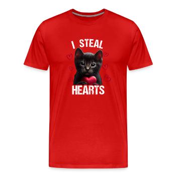 I steal hearts Katze - Männer Premium Bio T-Shirt - Rot - Vorne - Damien (186cm)