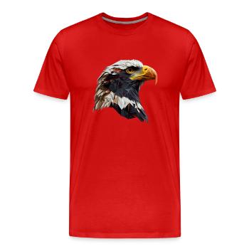 Conception polygonale cool avec un pygargue à tête blanche - T-shirt bio Premium Homme - rouge - Devant - Damien (186cm)