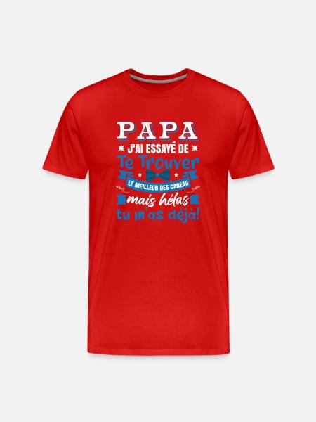 Papa Humour Fête De Père - T-shirt bio Premium Homme - rouge