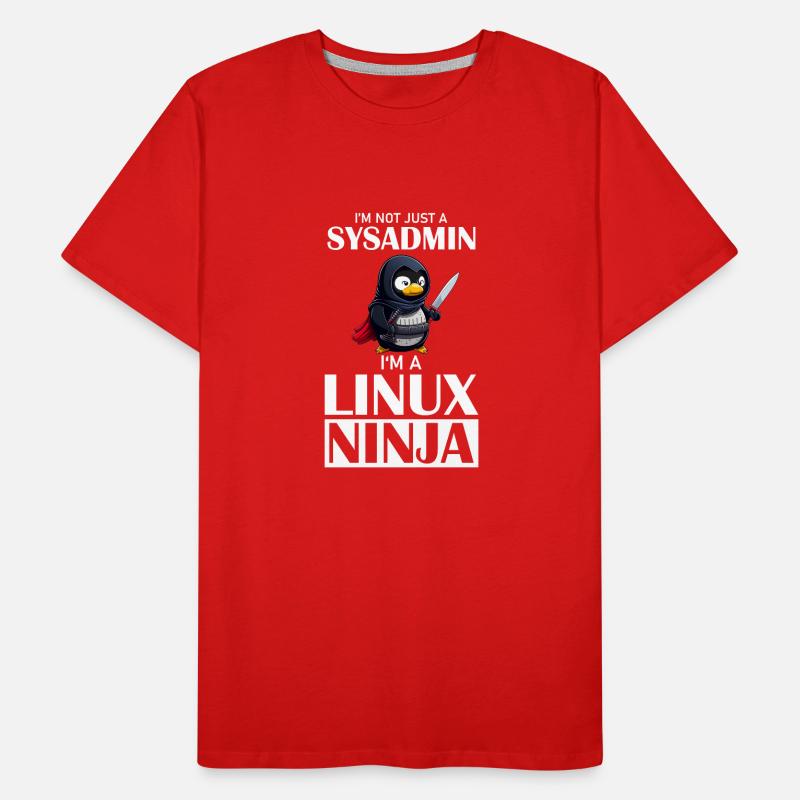 Linux Ninja I'm not a SysAdmin Tux Ninja Wizzard Männer Premium Bio T-Shirt