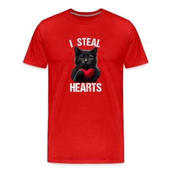 I steal hearts Katze - Männer Premium Bio T-Shirt - Rot - Vorne - Damien (186cm)